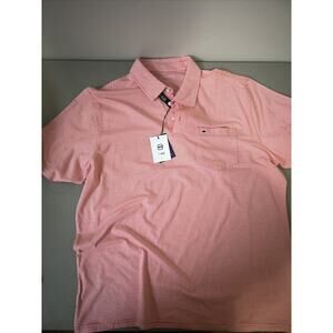 Crown & Ivy Motion Flex Soft Knit Polo Coral White Striped Men's Size Large